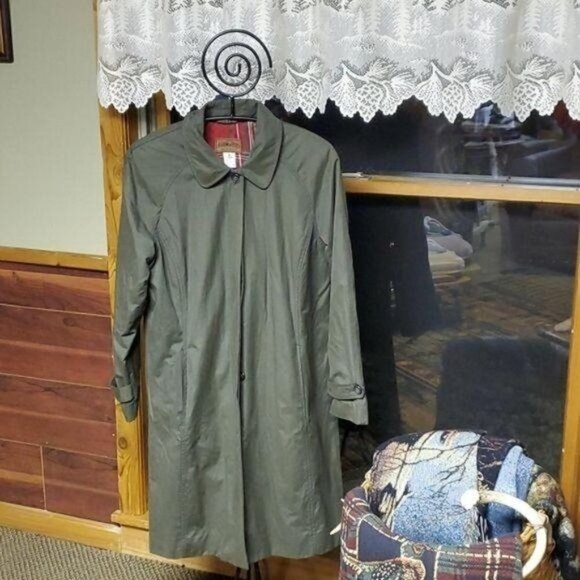 Pendleton Nylon Wool Long Lined Army Green Rain or Trench‎ Coat with Pocket - Picture 1 of 12